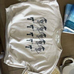 Altar'd State Cream Sweatshirt with Skeleton Print